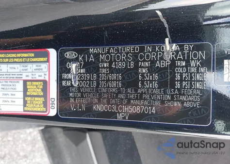 2017 Kia Niro Ex из США, поврежденный, VIN KNDCC3LC1H5087014